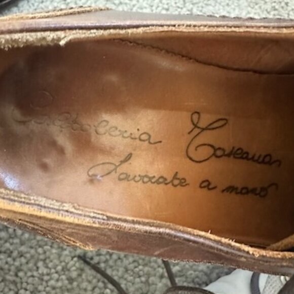 Caldoberia Coseauan Brown Leather Oxfords - Handmade in Italy - Sz. 43 - VGUC - Picture 10 of 14